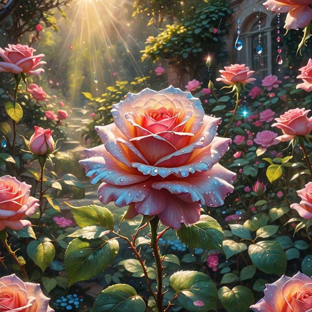 Rose Unveiling Garden: A Fantasy Concept Art