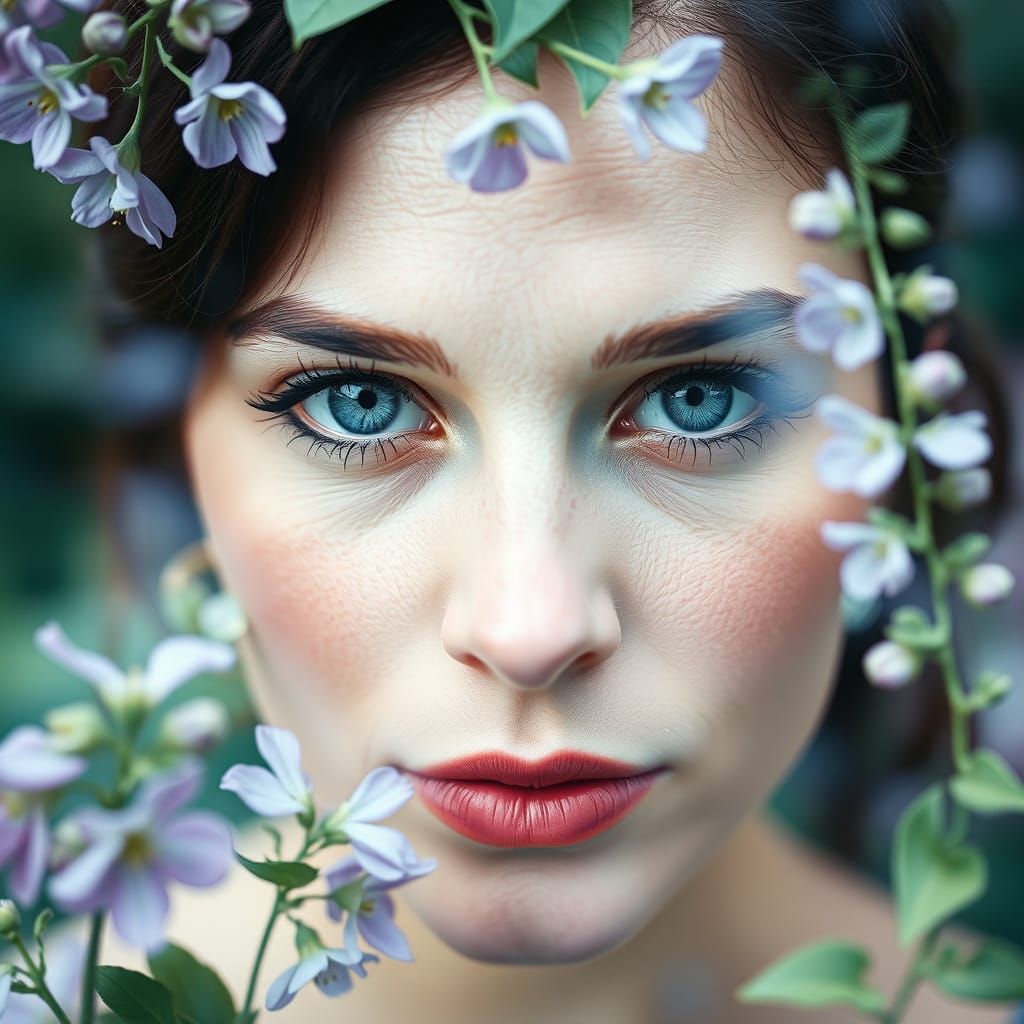 Floral Double Exposure Portrait of a Gardener