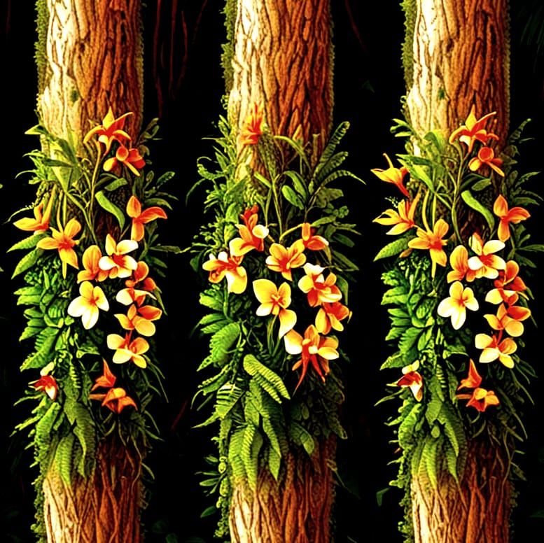 Photorealistic Rainforest Spandrels in Vibrant Colors