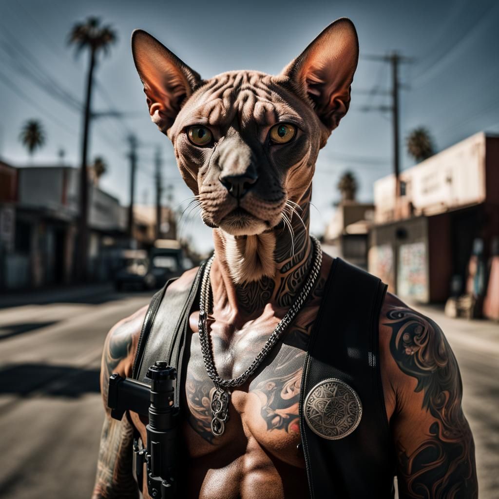 Humanoid Cat Gang Member in East LA