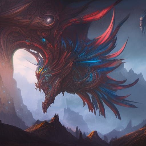 Detailed Hand-Drawn Dragon Concept Art