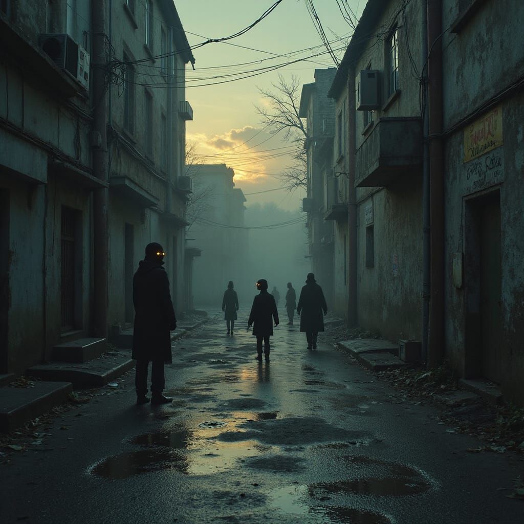 Urban Alley at Twilight: Supernatural Creatures Emerge