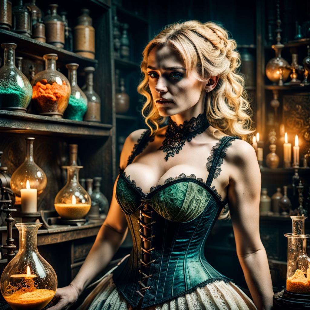 Alchemist Woman in Darkroom Studio