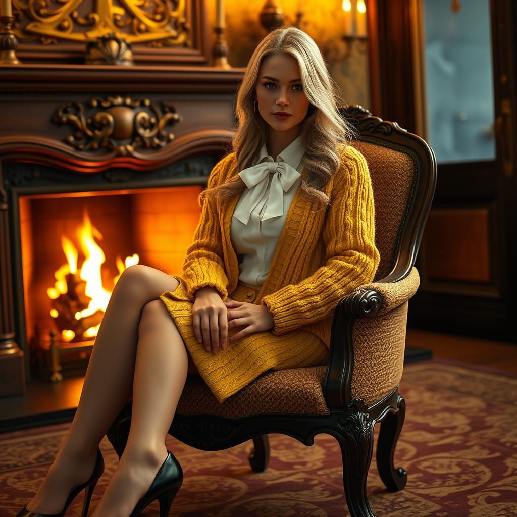 Elegant Blond Woman in Lavish Pulp Art Style