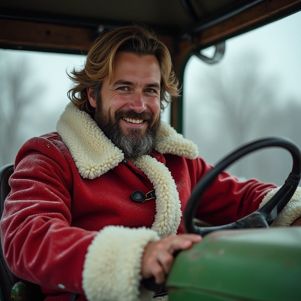 Rugged Santa in Winter Wonderland, Cinematic Style