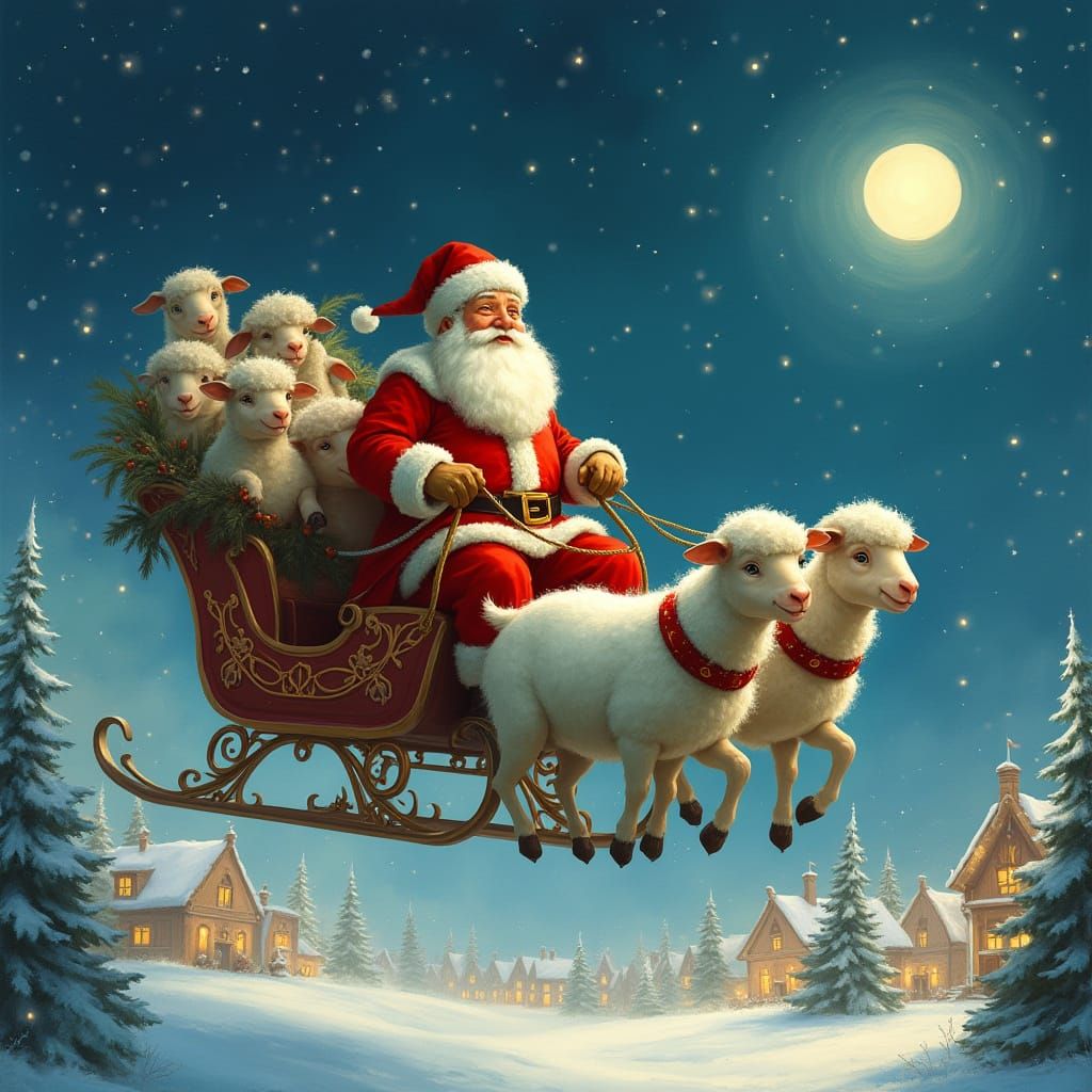 Santa's Sheep Sleigh Ride on Christmas Eve