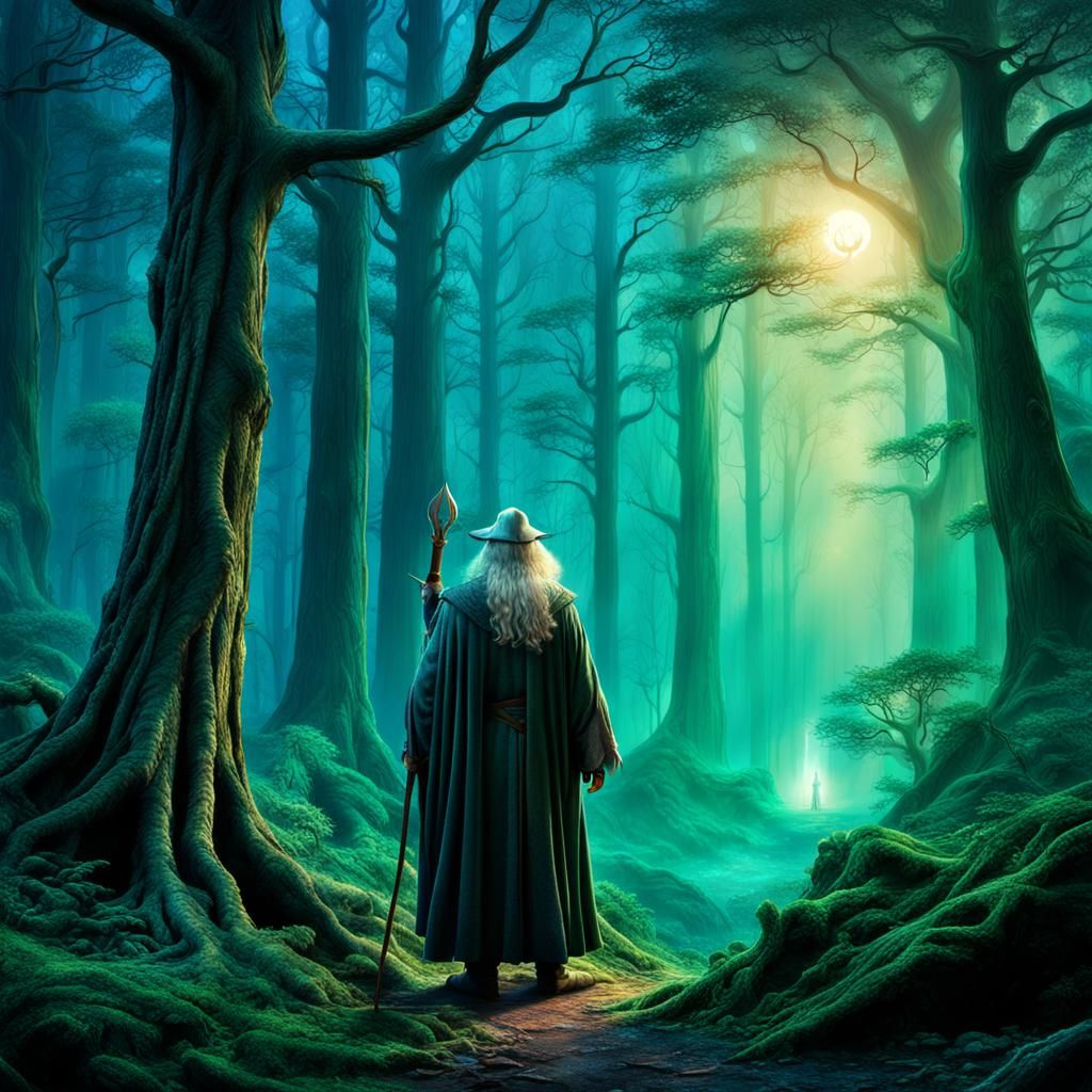 Gandalf in Mystical Forest: Fantasy Concept Art