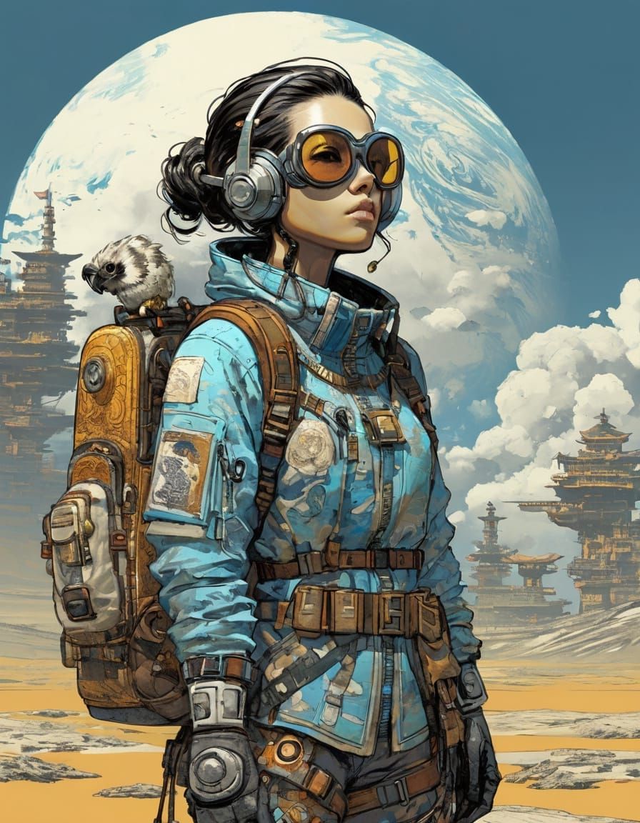 Skybound Avian Explorer in Terada-Inspired Modernism