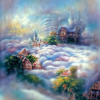 Ethereal Fantasy Landscape with Mist