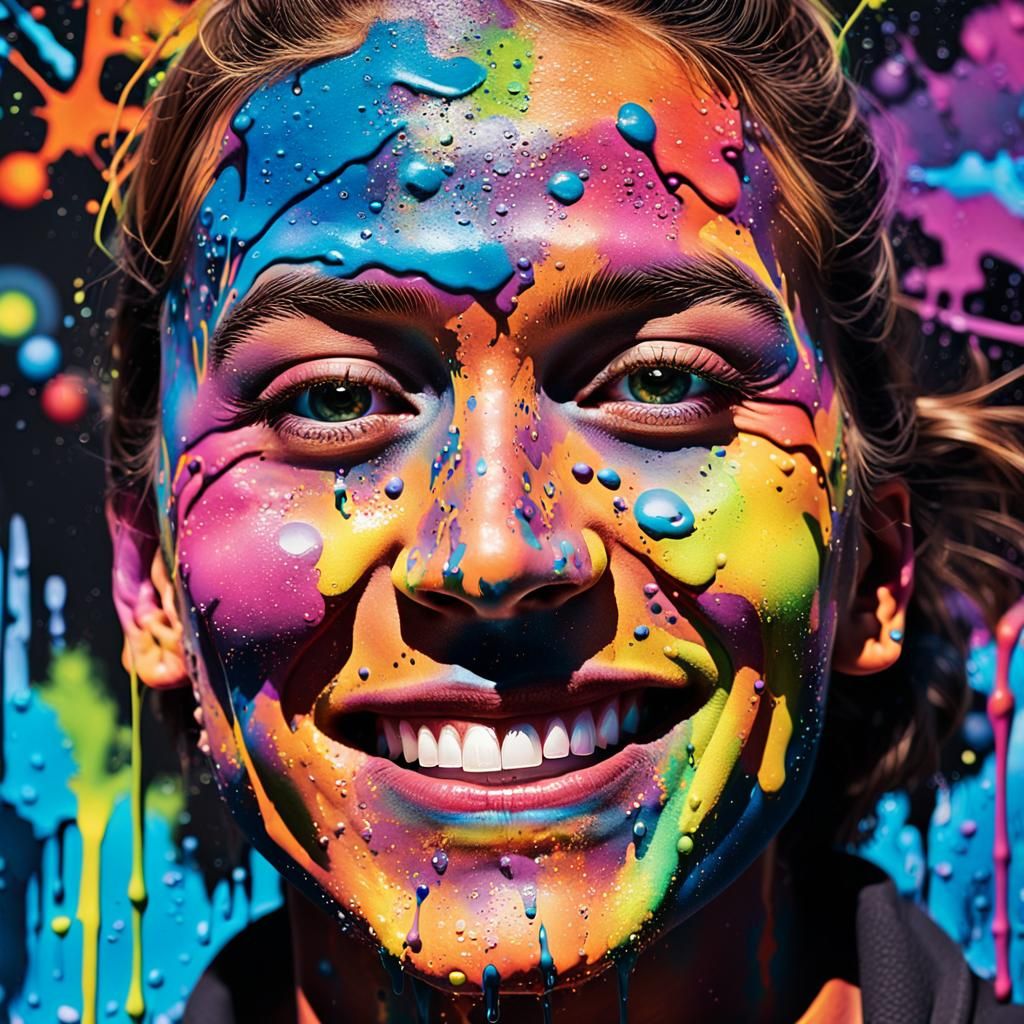 Vibrant Street Art Portrait in Kaleidoscopic Colors