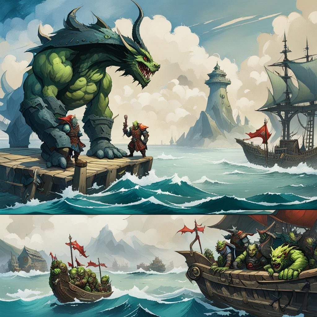 "Where are they?" "Sail! Sail, goblins and don't let orcs ca...