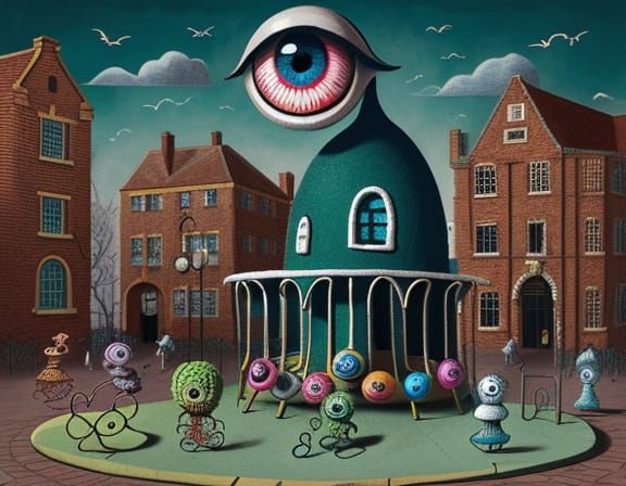 Doodle Monsters on Merry-Go-Round, Surreal Horror