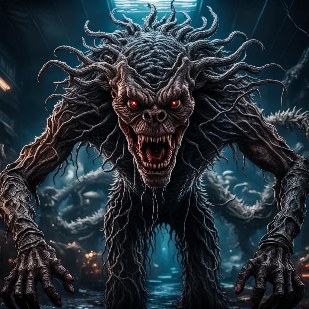 Hyperrealistic Demogorgon in the Upside Down