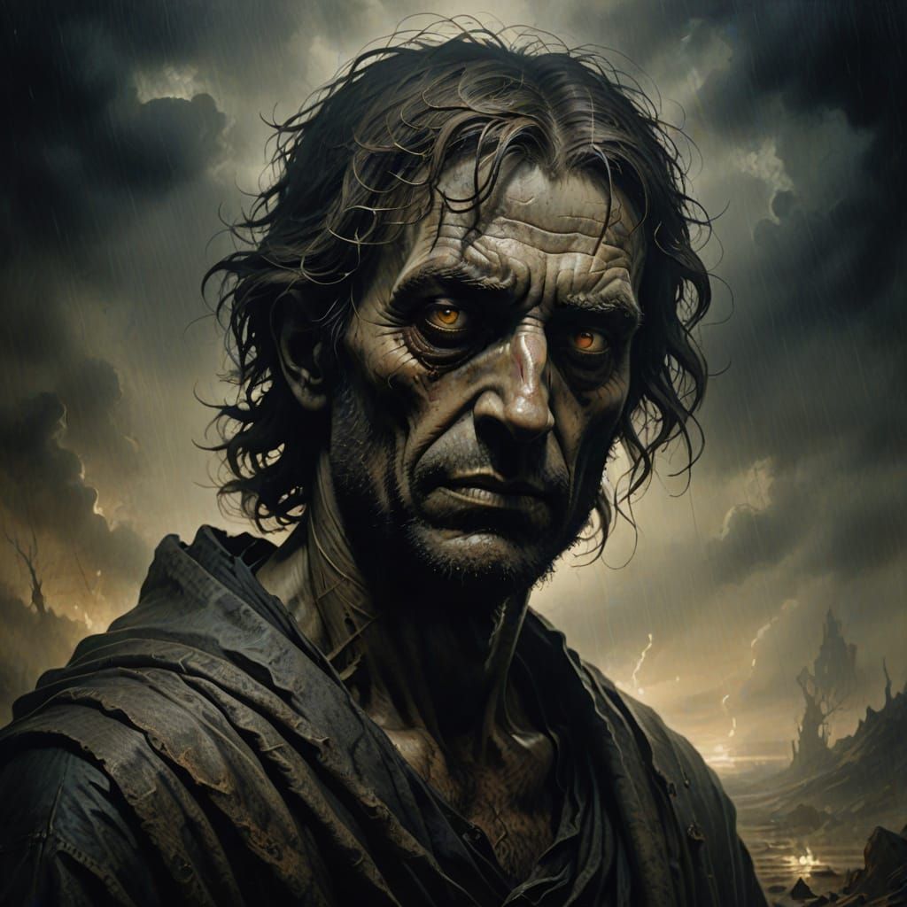 Dark Fantasy Portrait with Mixed Emotions