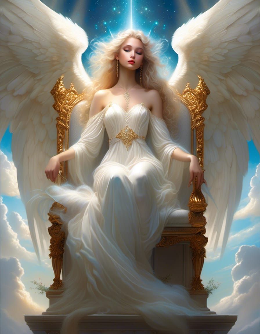 Angel on Throne in Fantasy Digital Art Style
