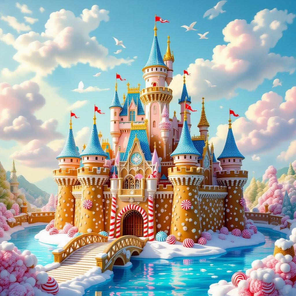 Gingerbread Castle with Caramel Walls and Peppermint Turrets