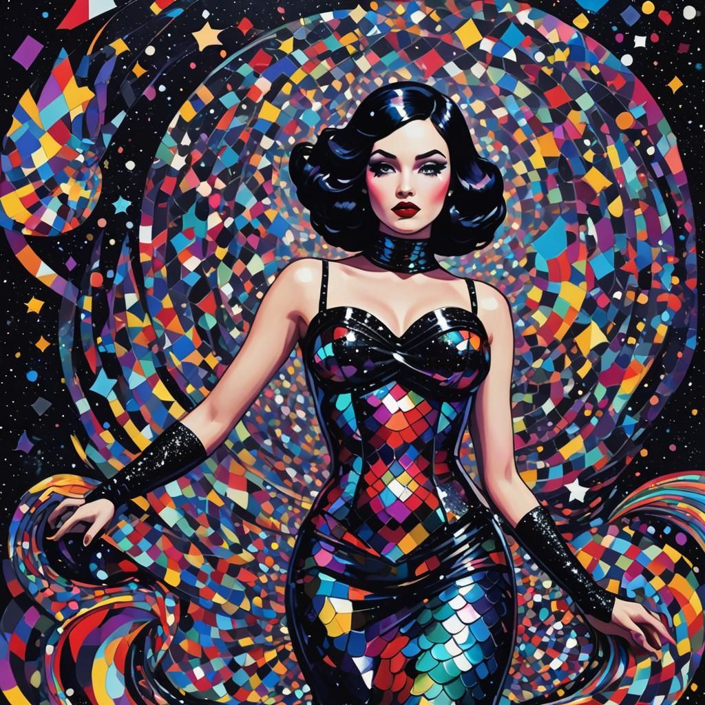 Snow White Space Mermaid in Pop Art Style