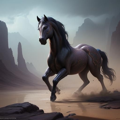 Fantastical Wild Horse Concept Art in Deep Color