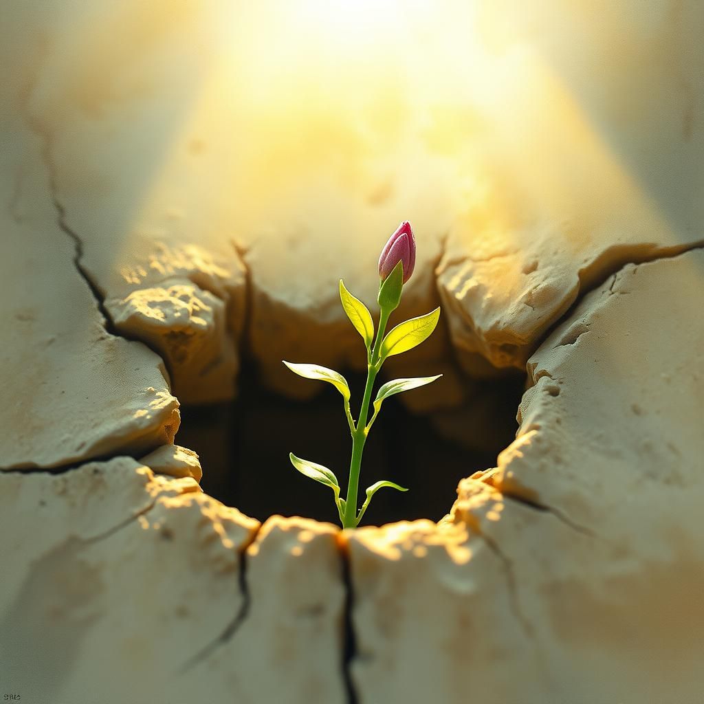 Fragile Sprout Emerges in Ethereal Dreamscape