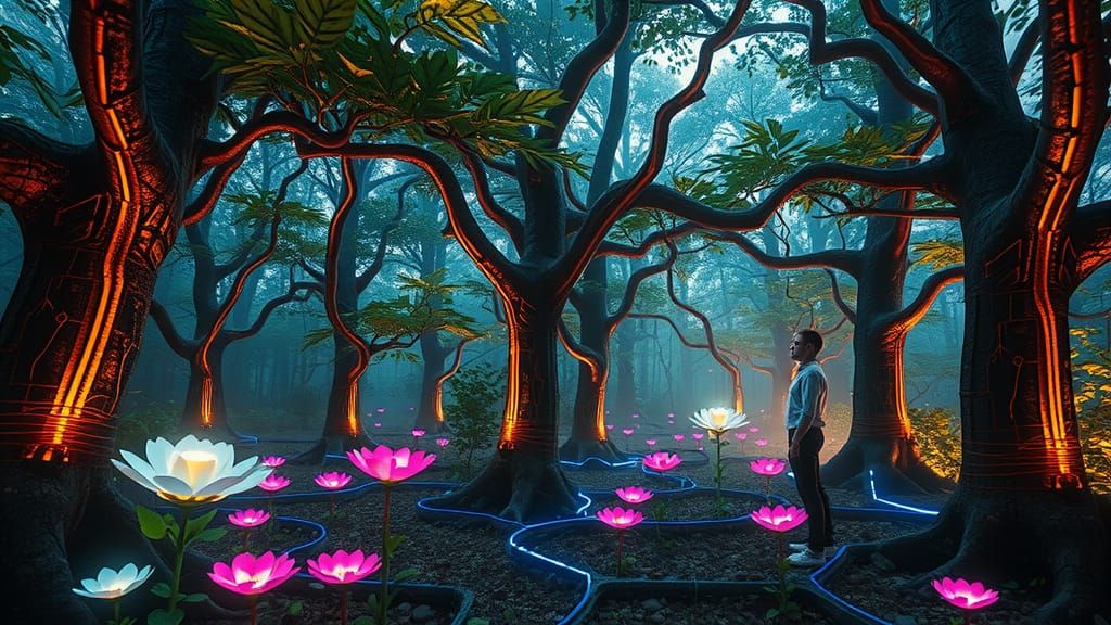 Bionic Forest: Where Nature Meets Cyberpunk Technology