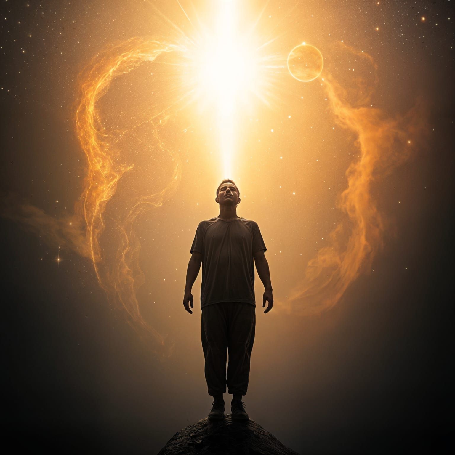 Radiant Awakening in Ethereal Space