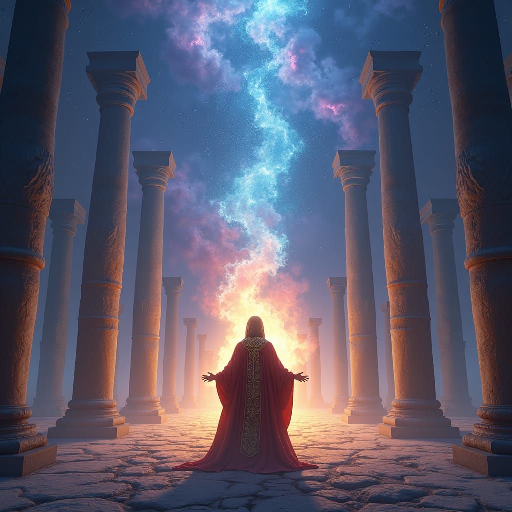 Mystical Temple Ritual in Photorealistic Style