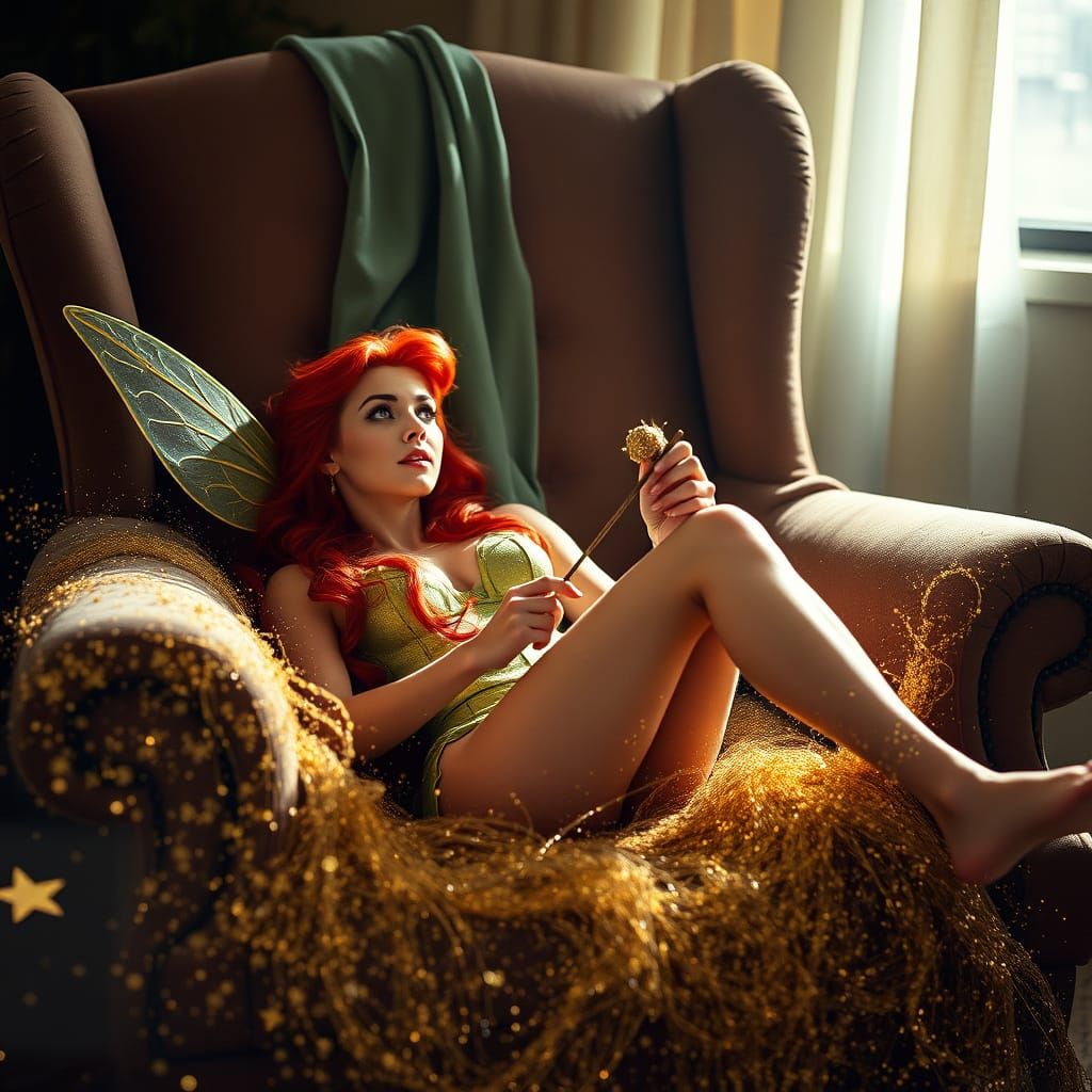Siren Tinkerbell in Whirlwind of Golden Dust, Inspired by Di...