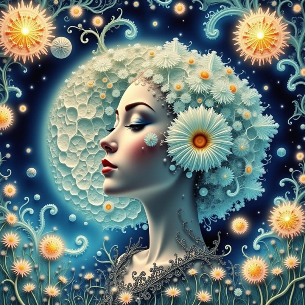 Dreamlike Vision: Radiant Aura in Art Nouveau Style