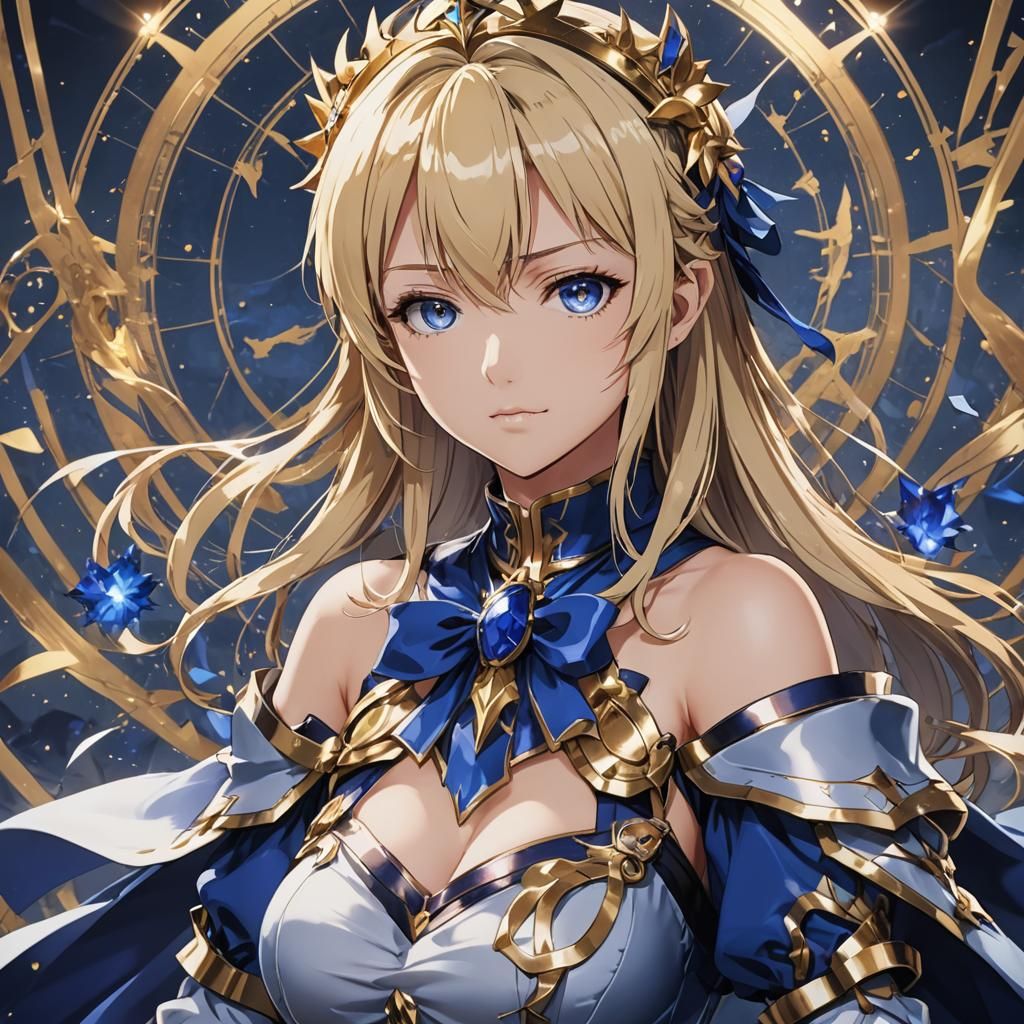 Artoria Pendragon Caster in Cel-Shaded Anime Style