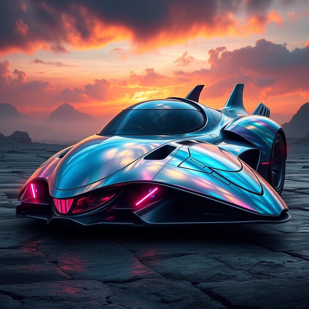 Ethereal Vehicle in Iridescent Metallic Hues