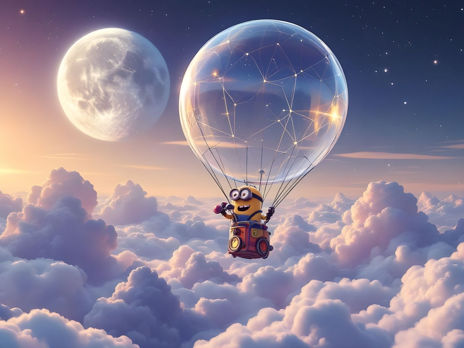 A weather balloon floats on the edge of space with the moon ...