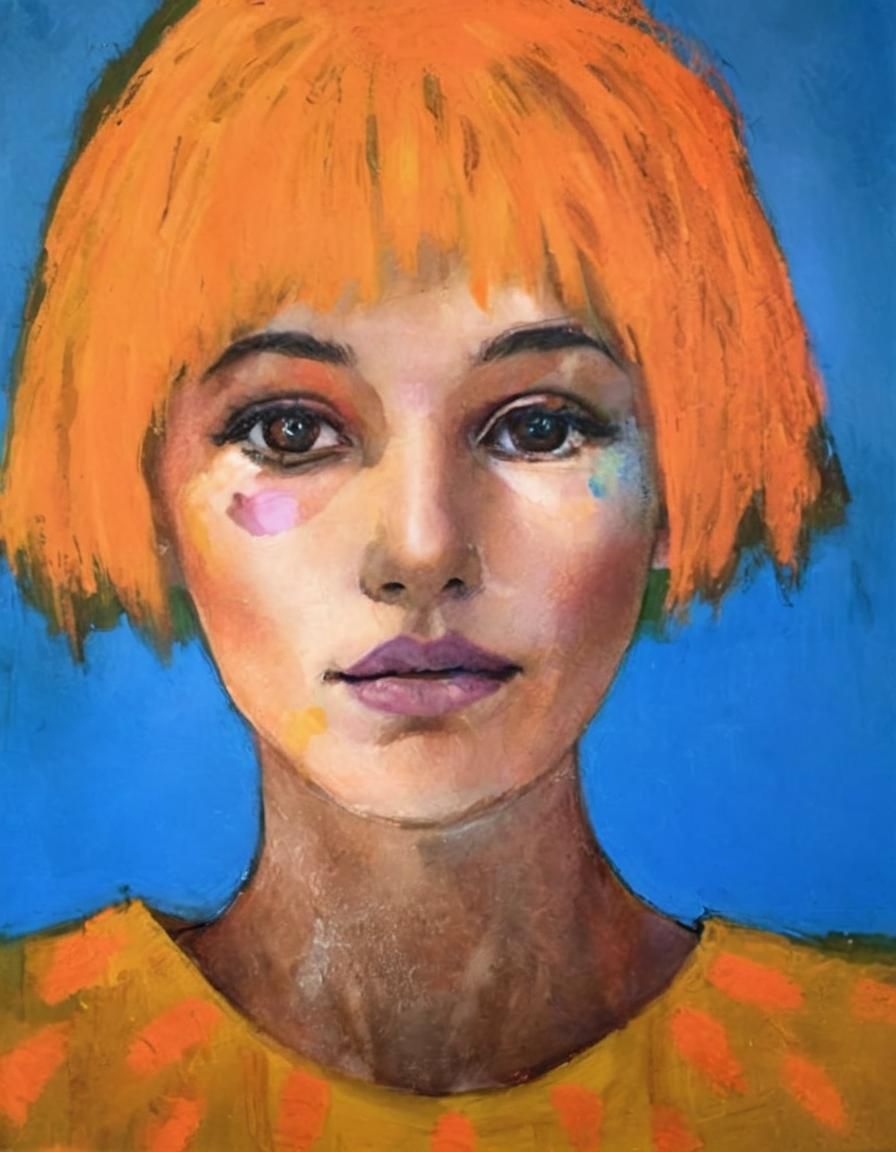 Elegant Impasto Portrait of a Confident Woman