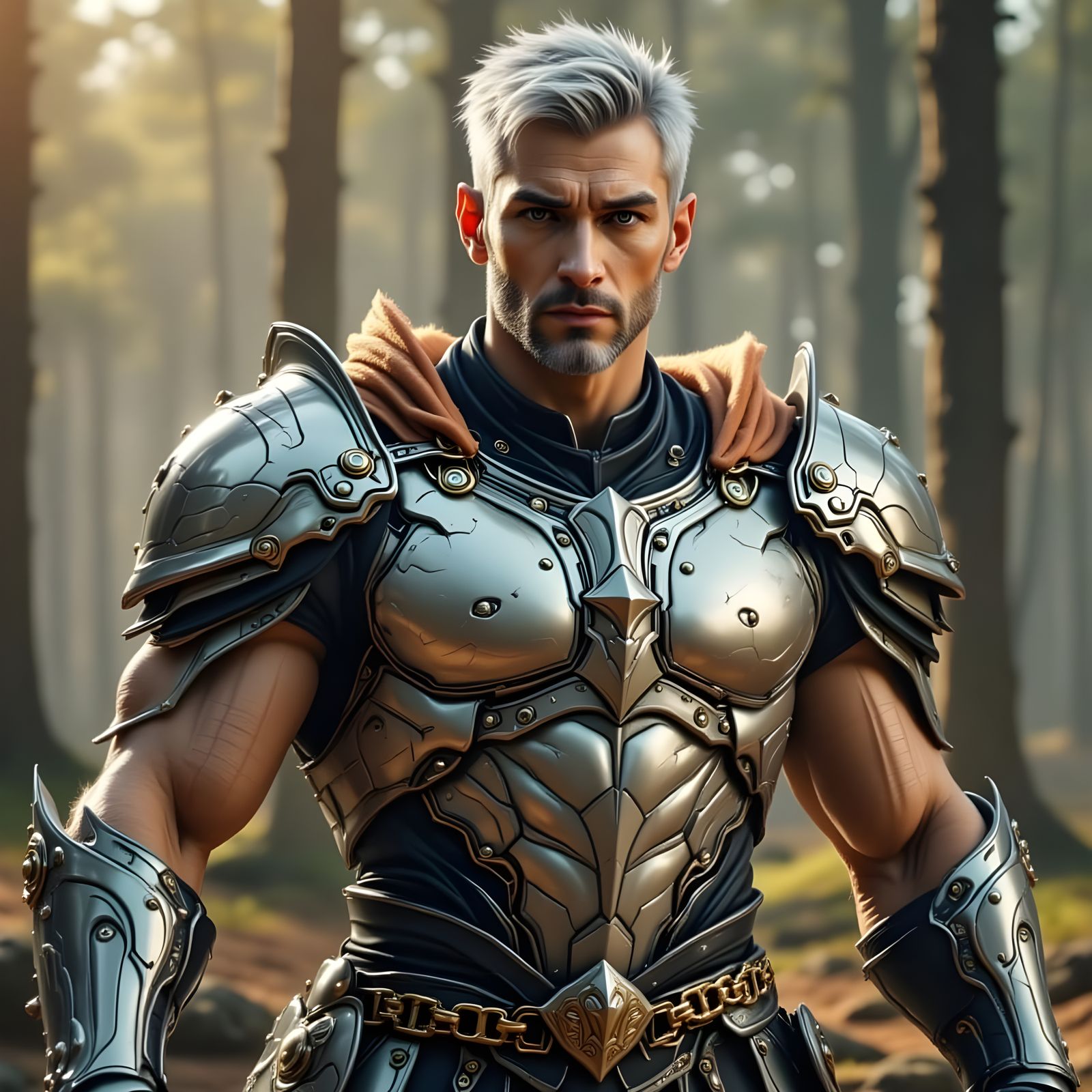 Majestic Royal Warrior in Fantasy Landscape