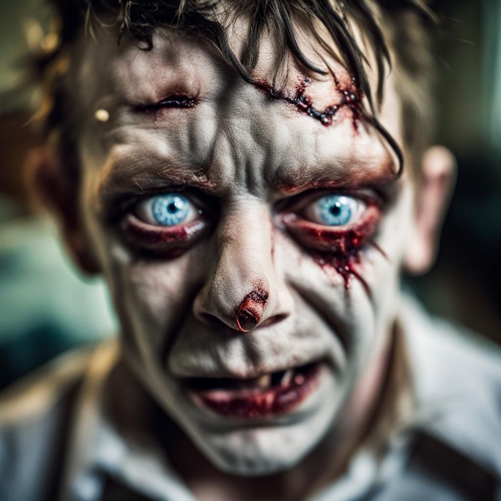 Asylum Patient Displaying Madness in Photo-Realistic Style