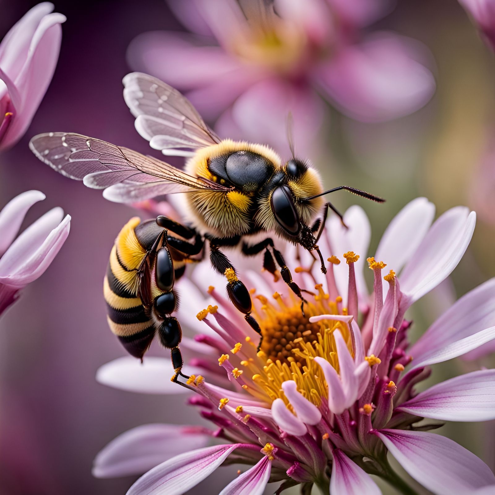 Bee in Flight: Macrophotography of Pollination