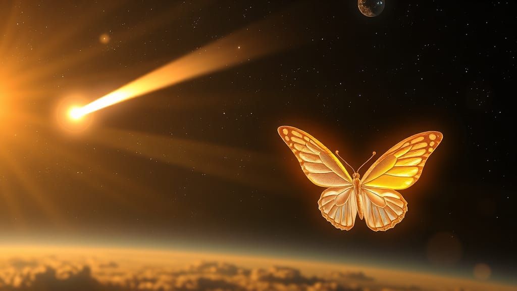 Luminous Comet and Butterfly in Deep Space