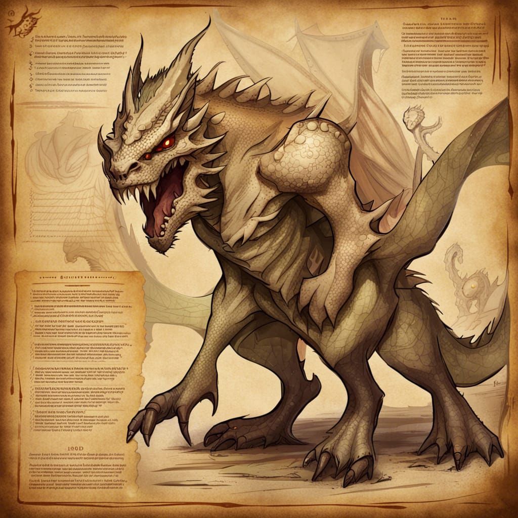 Detailed Dragon Illustration in Monster Manual Style