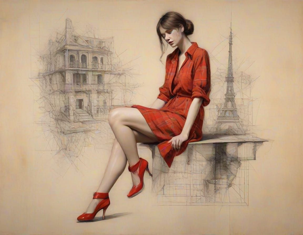 Fractured Bauhaus Danseuse in Bold Colors