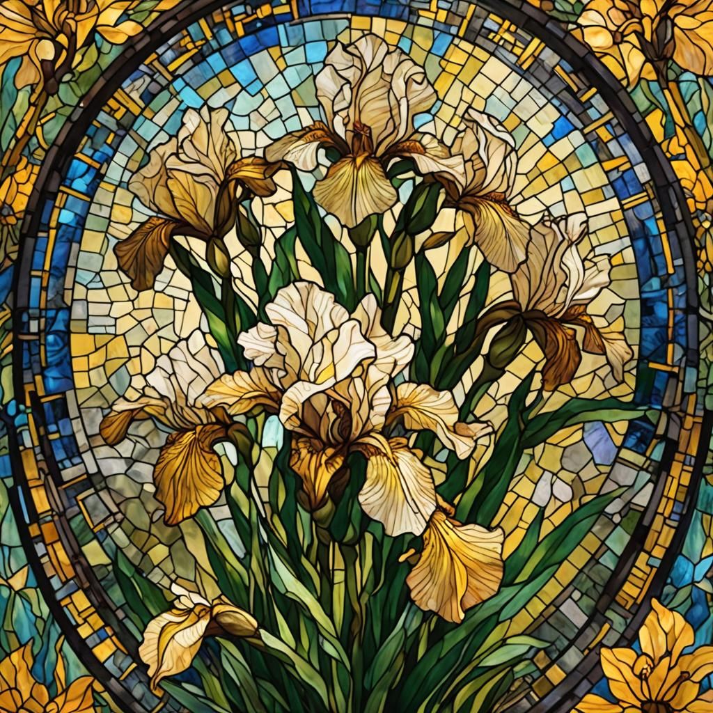 Stained Glass Yellow Iris