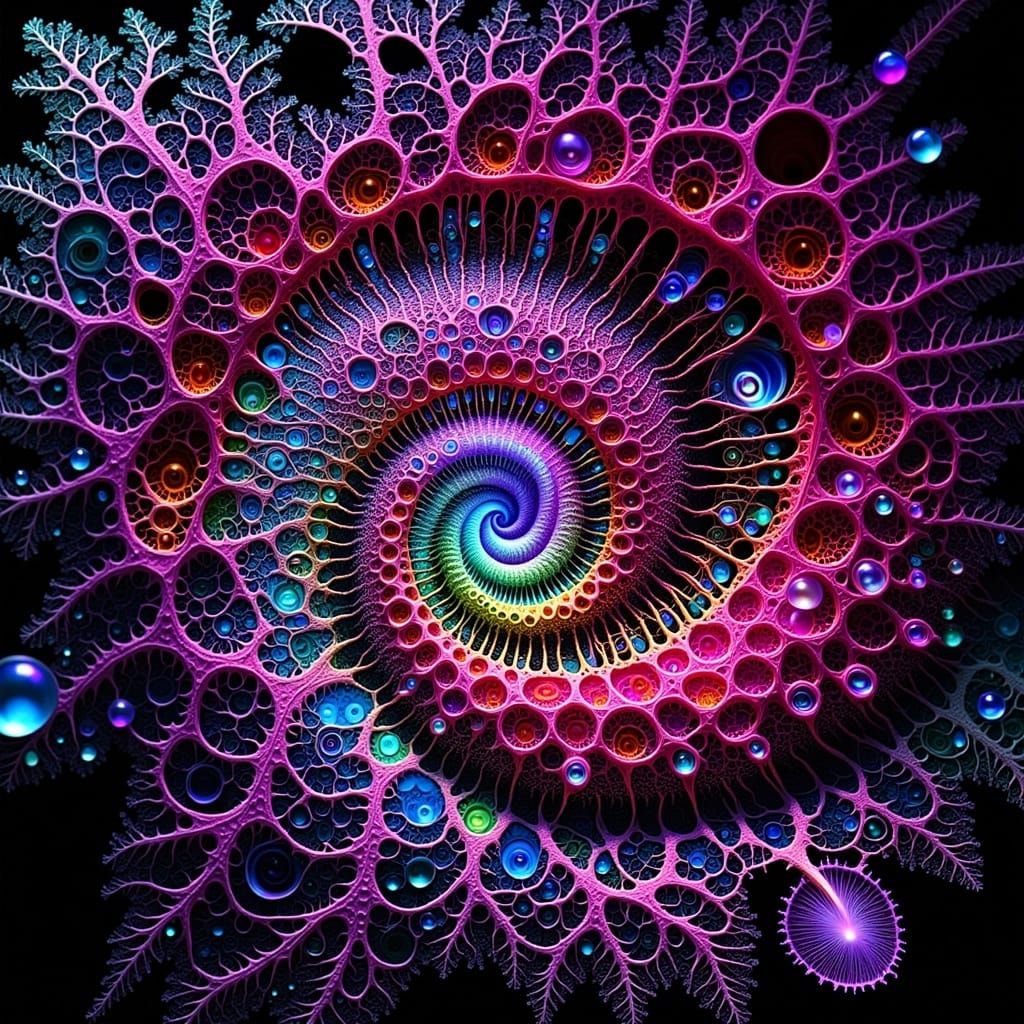 Infinite Alien Fractal Landscape in Vibrant Psychedelic Colo...