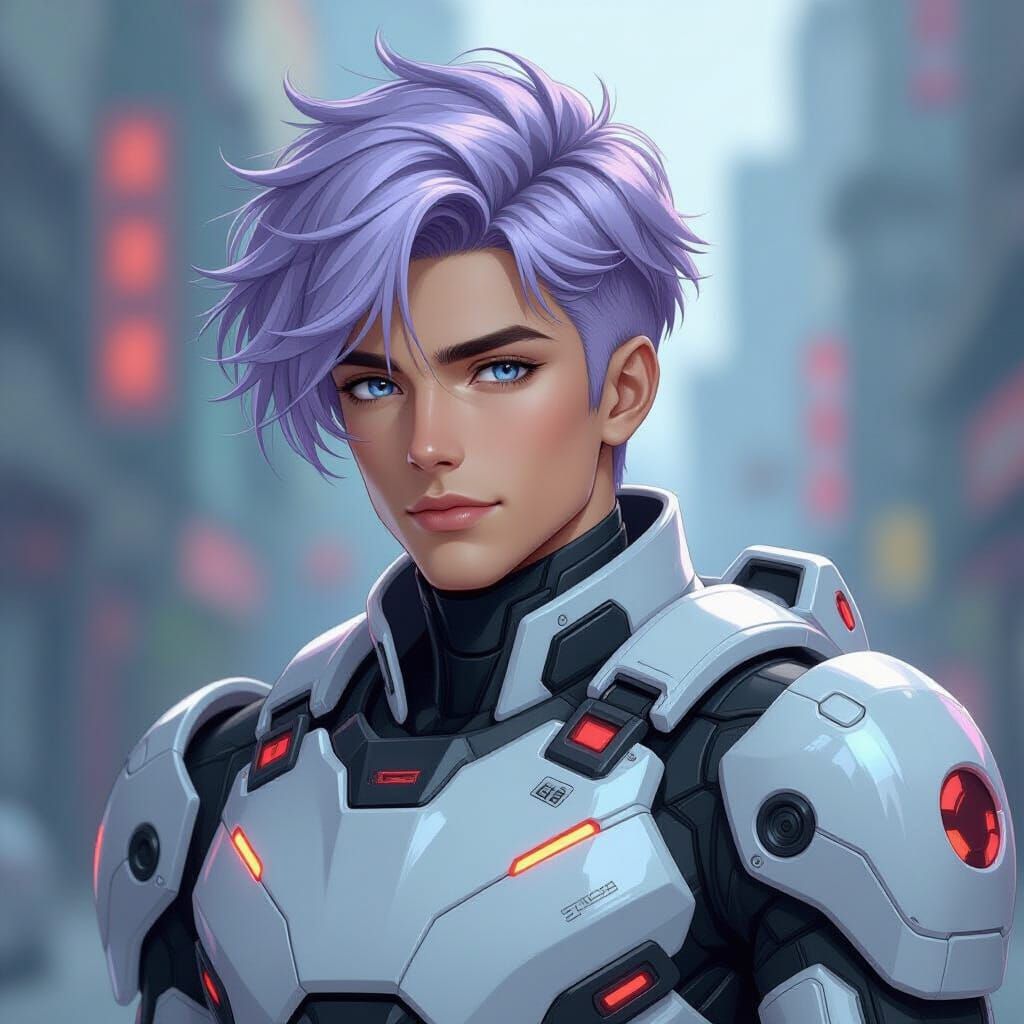 Anime Man in High-Tech Armor, Robotech Style