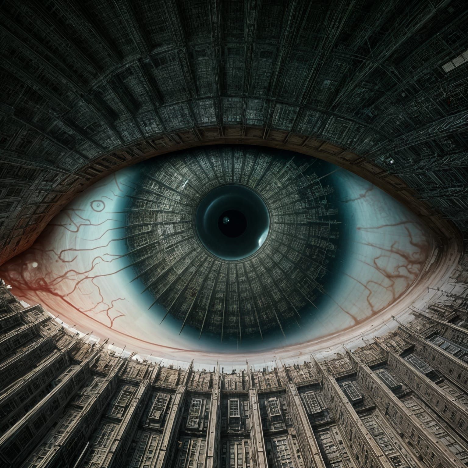 Surreal Megastructure Urban Nightmare in a Futuristic City