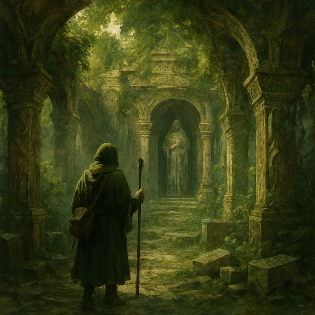 Lost Temple Ruins in Tolkien-esque Fantasy Style