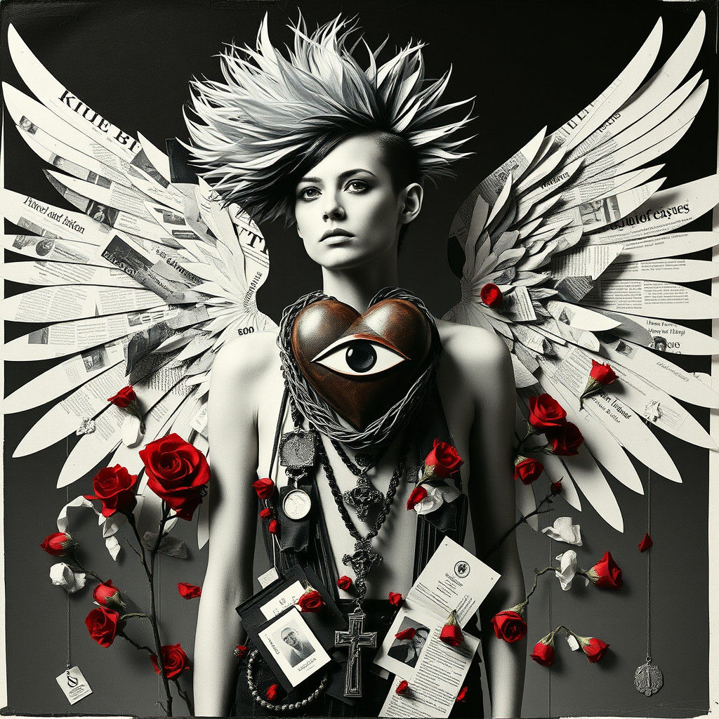 Dadaist Winged Figure in Monochromatic Photogram Style