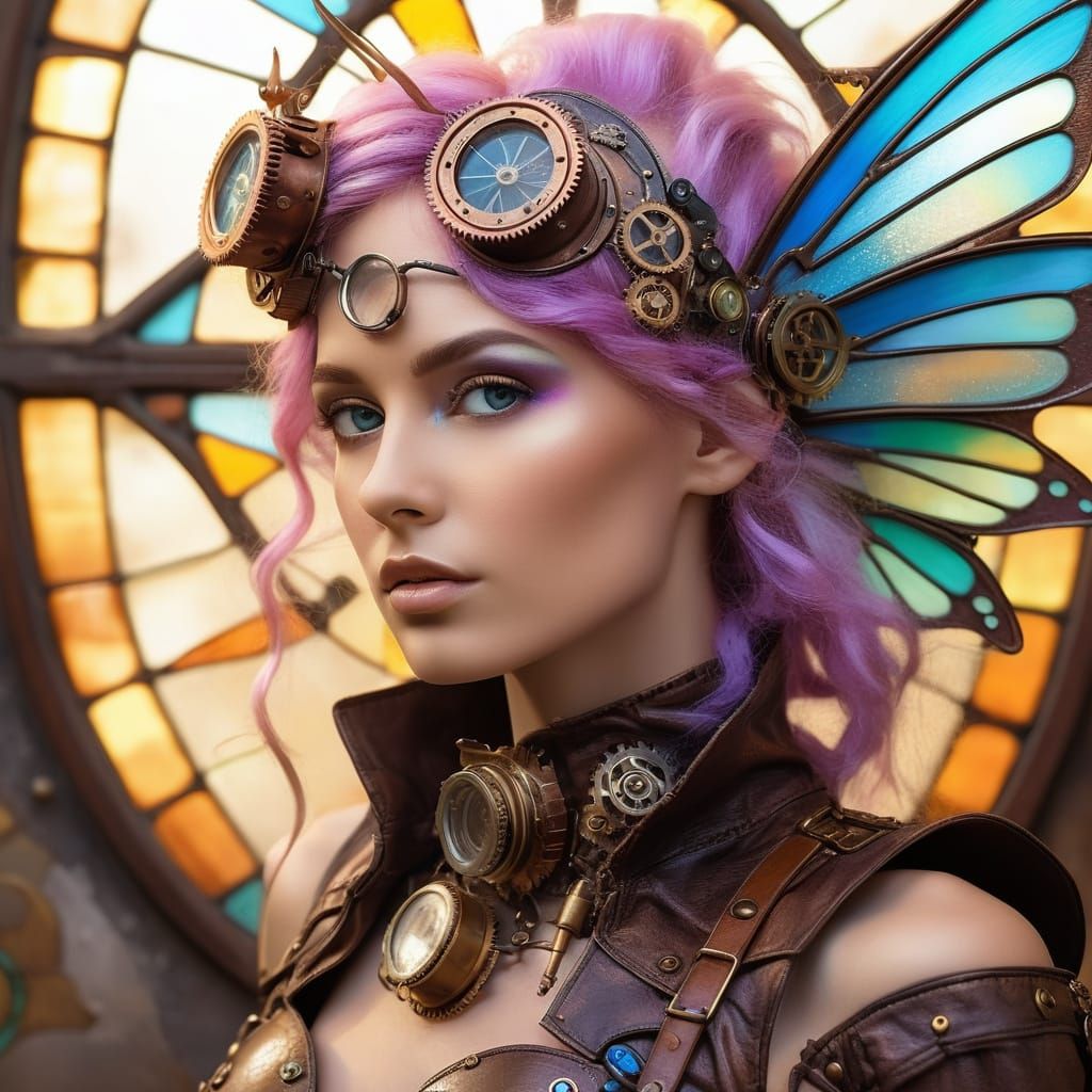 Steampunk Fairy Portrait with Fiber Optic Hair