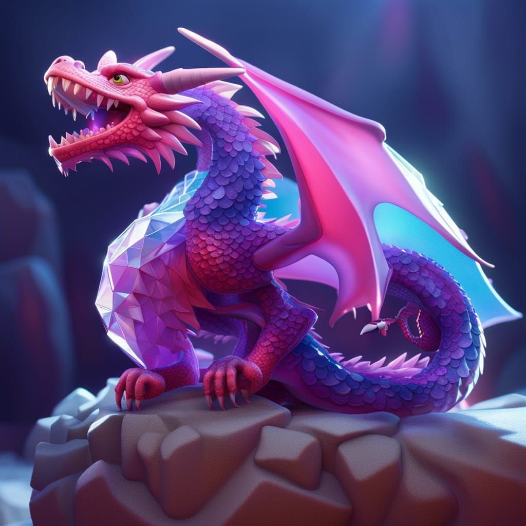 Crystal Dragon in 3D Digital Art Style