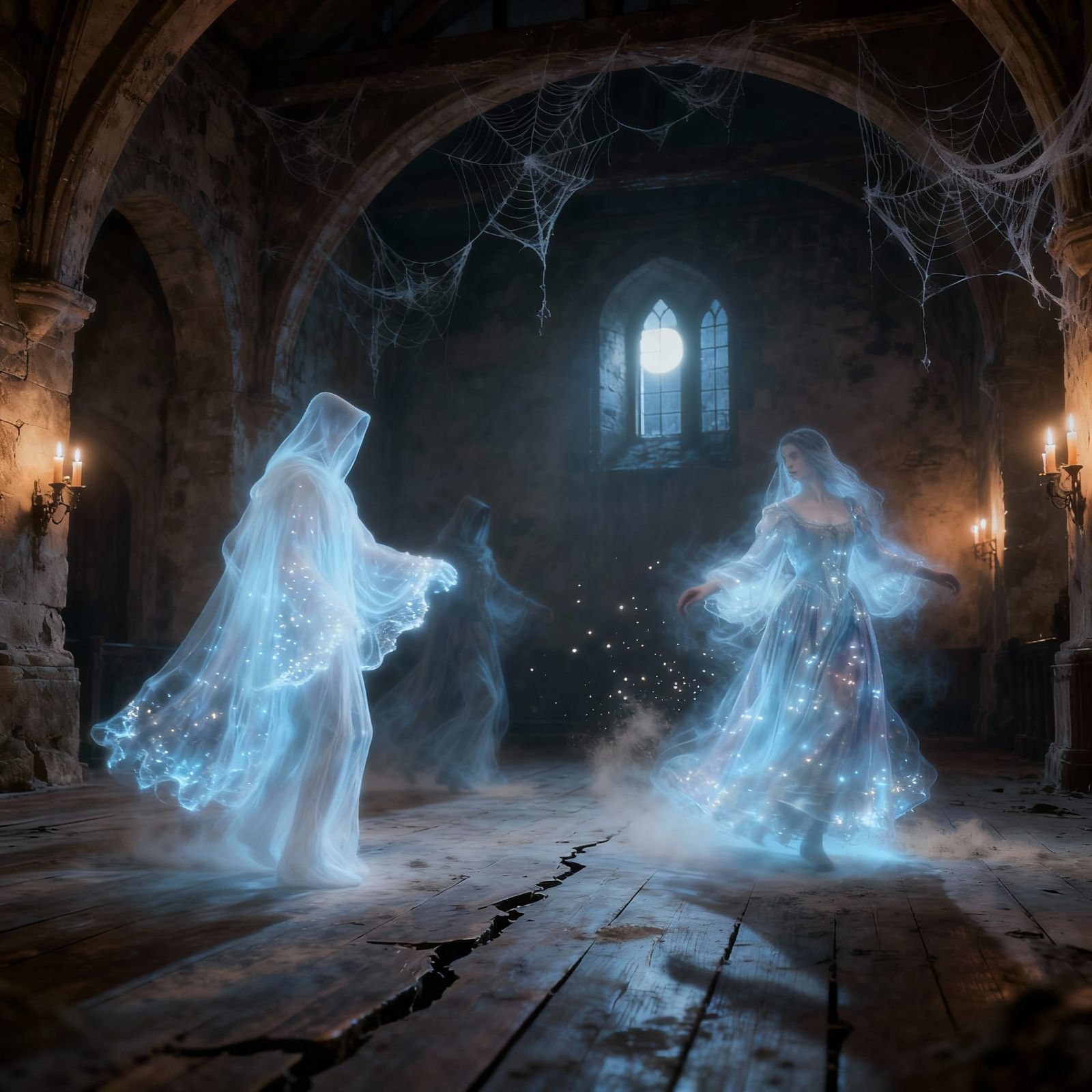 Ghosts Dance in Deserted Medieval Hall