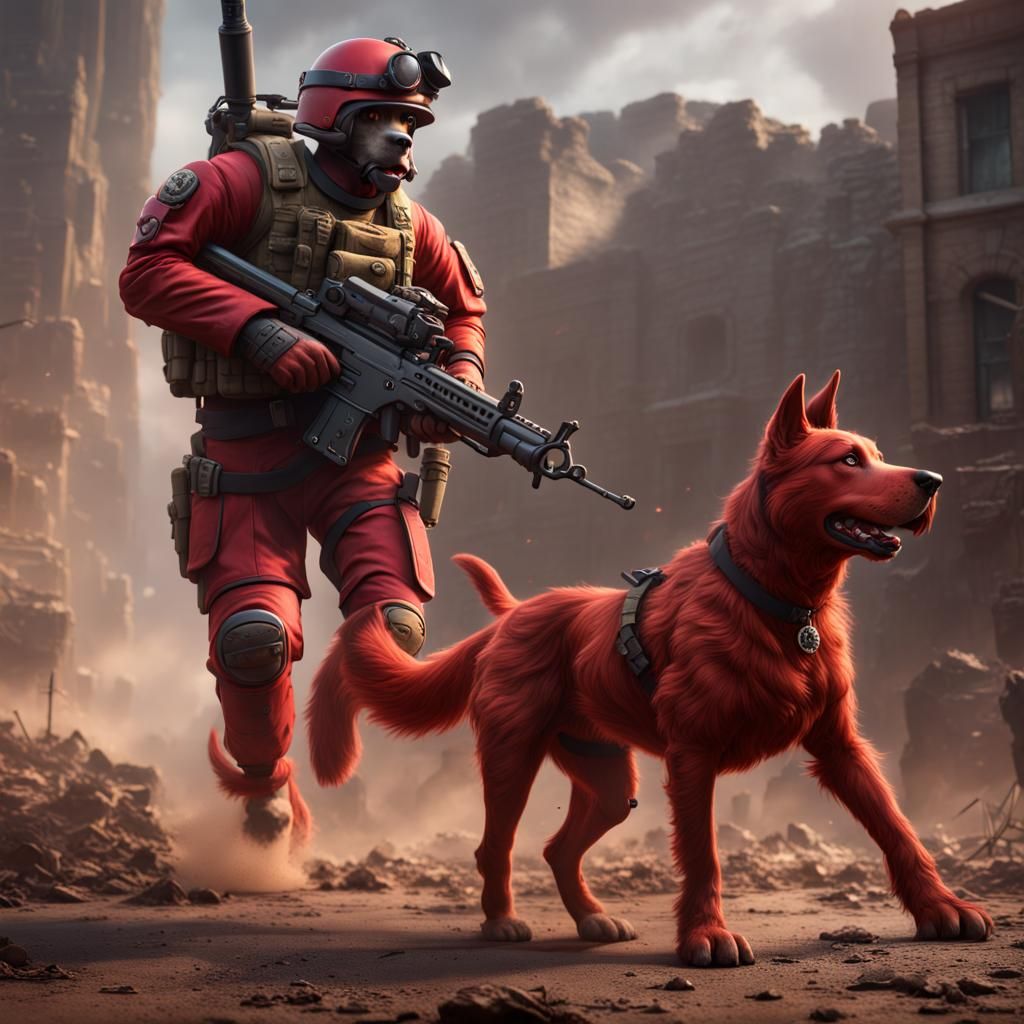 Clifford as Military Attack Dog: Fantasy Concept Art