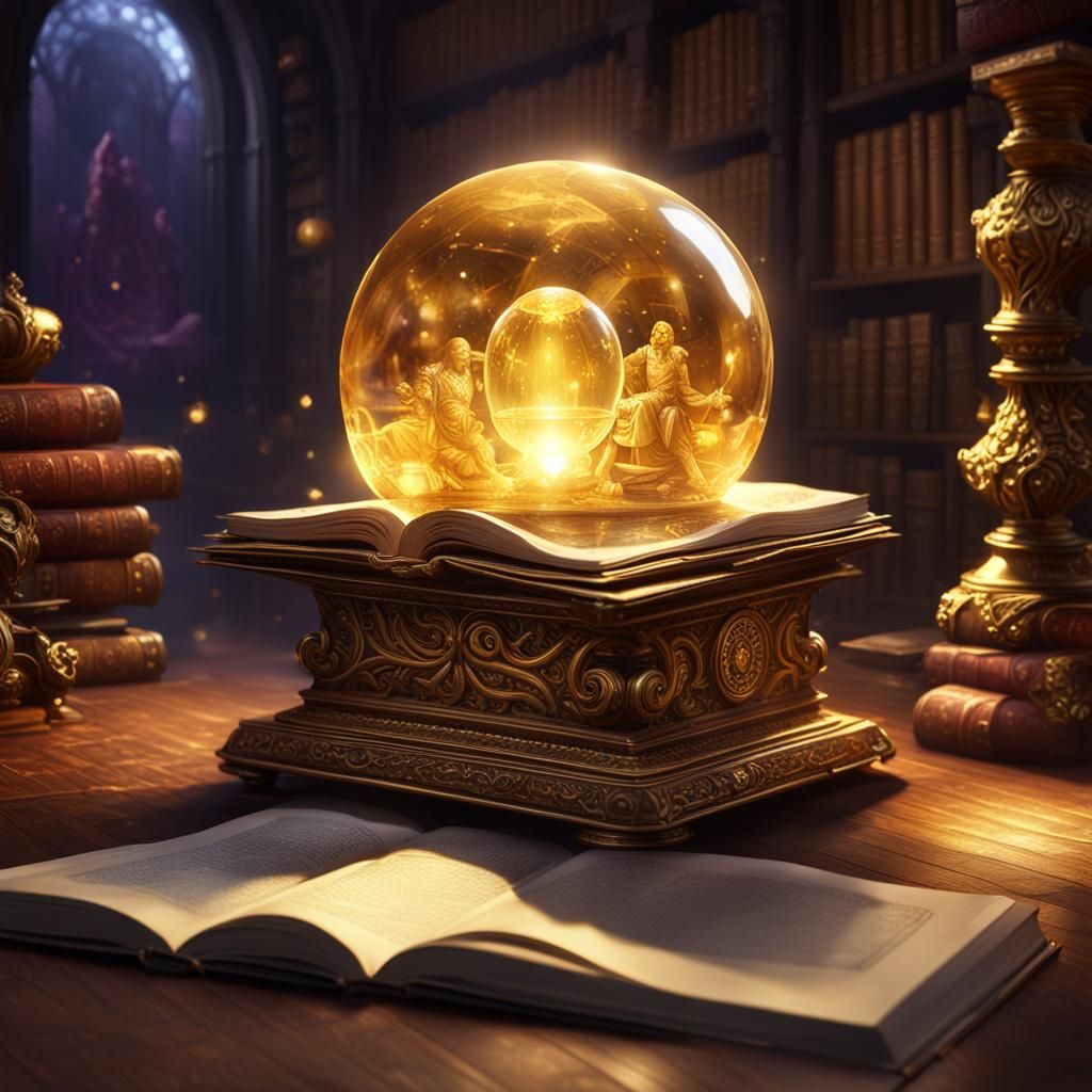 Magical Book Powers Crystal Ball, Dark Fantasy Art