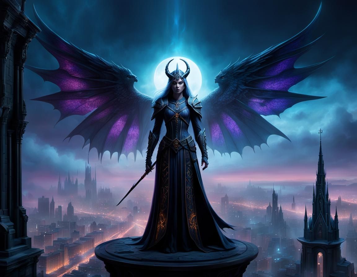 Lady of Pain Over Sigil in Hyperrealistic Style